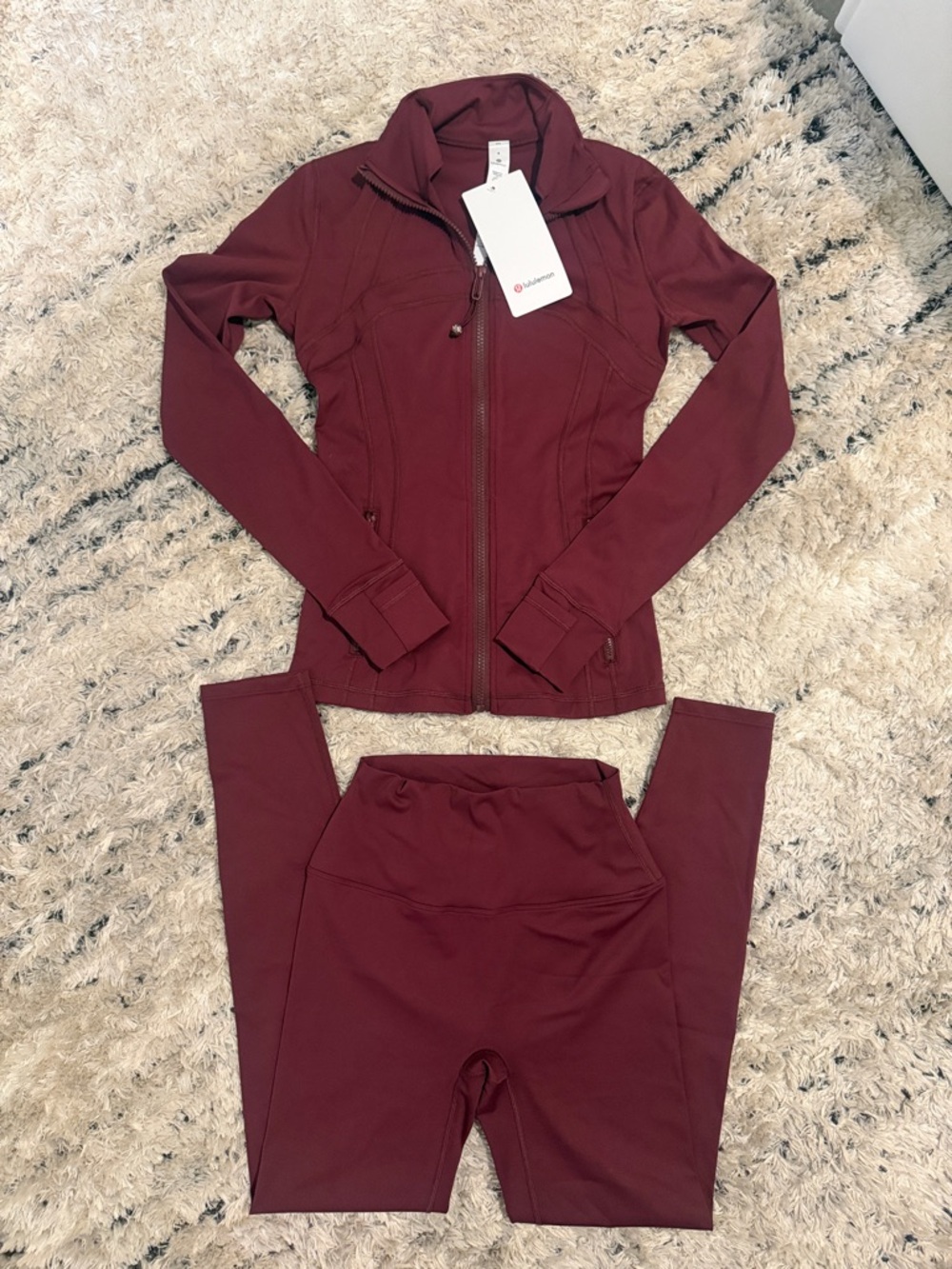 Lululemon athletica Burgundy Zip Jacket & High-Waist Leggings Set